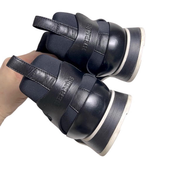 HERMES PLAYER SNEAKER Authentic Black Leather Slip On Soft Unisex 40 L 10 M 8 - Picture 5 of 16